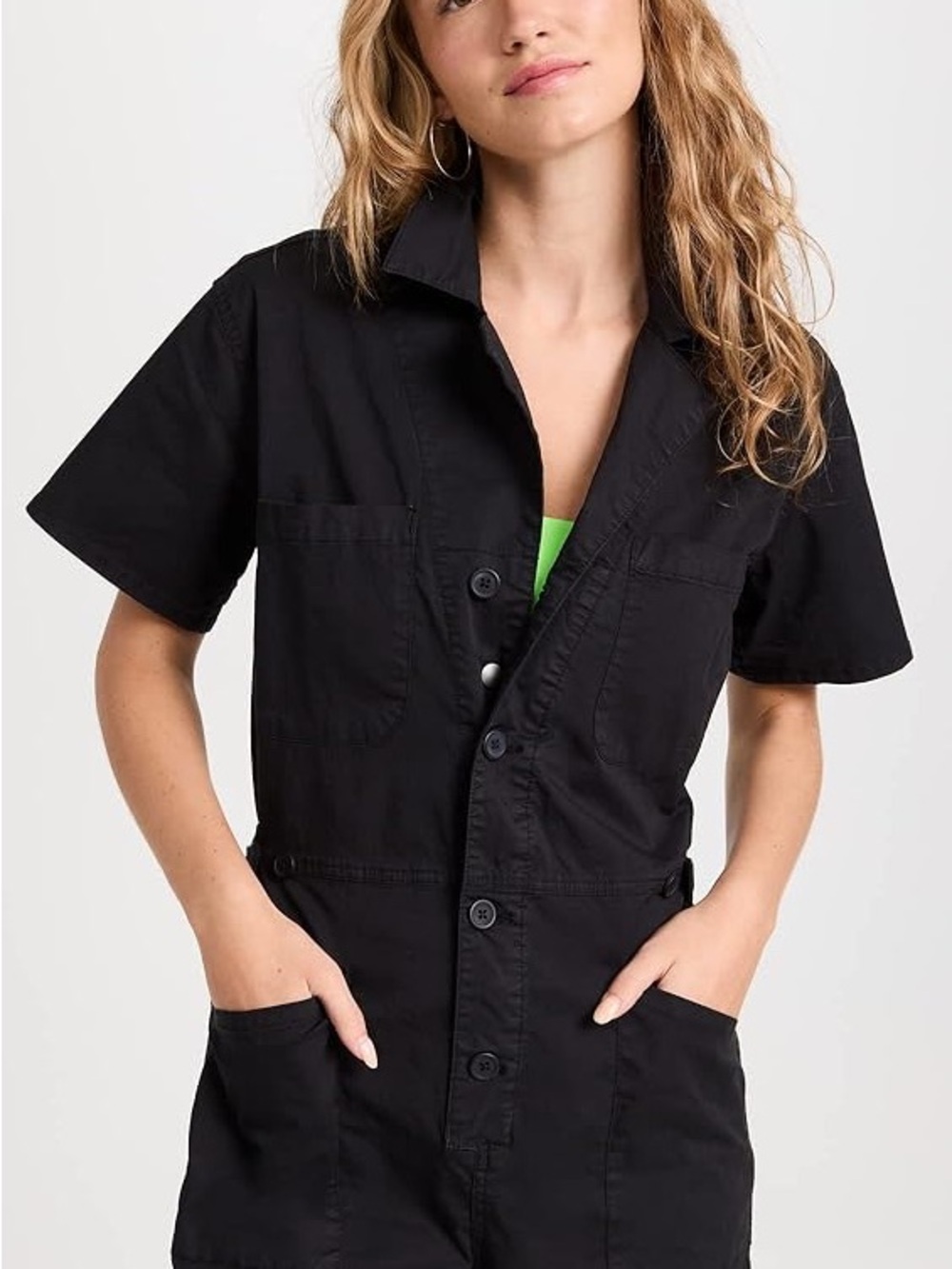 pistola Black Lightweight Short-Sleeve Shirt Jacket Romper
